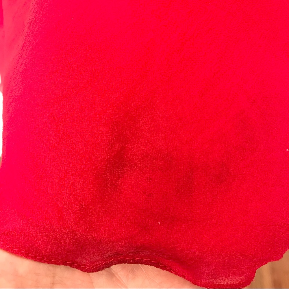 Red 100% silk, hand beaded, long formal modest dress by Baluchi; size 2. - Picture 14 of 15